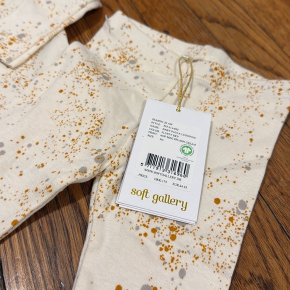 NWT Soft Gallery Cream splash Speckle pajama outfit 2 piece Set organic 6m - Picture 2 of 6